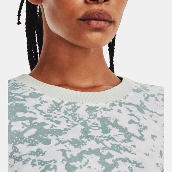 UA Rival Fleece Camo Crew Neck Mint Green White Under Armour Boxy Sweatshirt XS - Picture 4 of 14